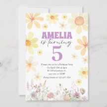 Watercolor Daisy Birthday Invitation Any Age