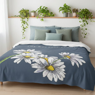 Watercolor Daisy Boho Family Christmas Gift Fleece Blanket
