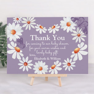 Watercolor Daisy & Butterfly Baby Shower Thank You