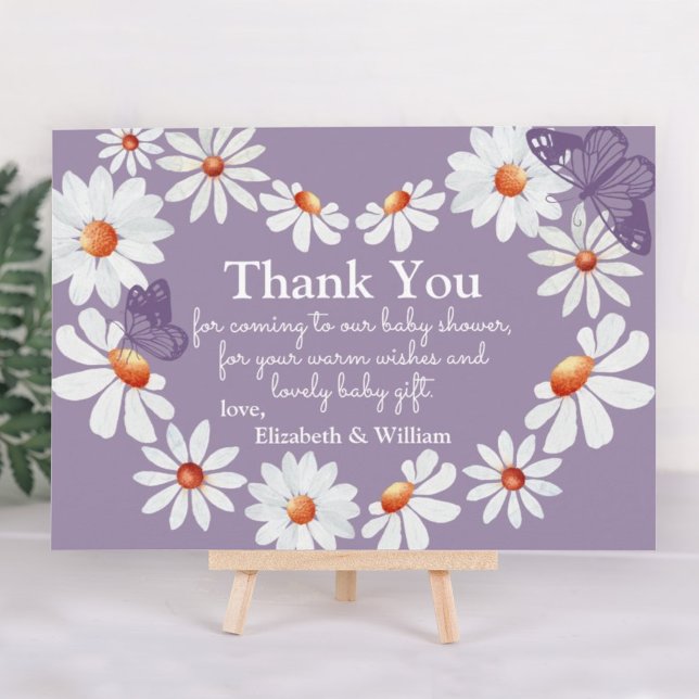Watercolor Daisy & Butterfly Baby Shower Thank You (Creator Uploaded)