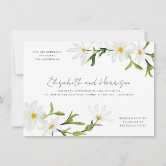 Watercolor Daisy Custom Floral Wedding Invitation