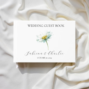 Watercolor Daisy Elegant Floral Wedding Guest Book