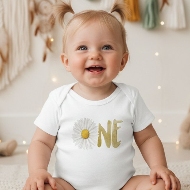 Watercolor daisy first, one baby bodysuit (Creator Uploaded)