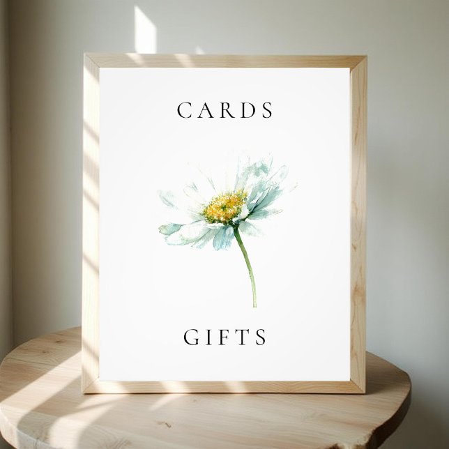 Watercolor Daisy Floral Wedding Cards & Gifts Sign (Creator Uploaded)