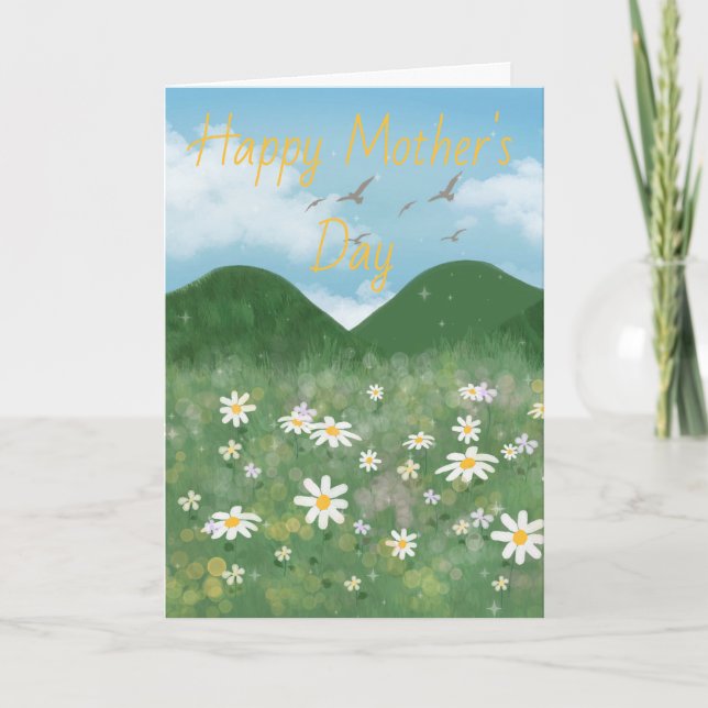 Watercolor daisy flower Happy Mother's Day Card (Front)