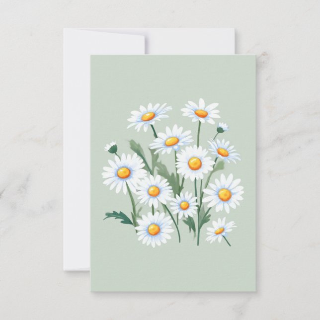 Watercolor Daisy Flowers  Card (Front)