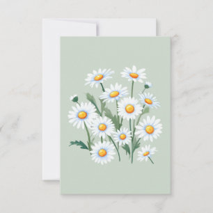 Watercolor Daisy Flowers  Card