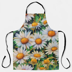 Watercolor Daisy Flowers Garden Apron