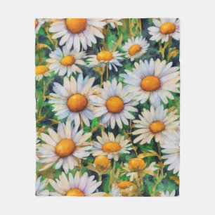 Watercolor Daisy Flowers Garden Fleece Blanket