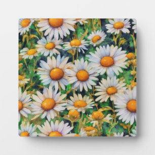 Watercolor Daisy Flowers Garden Plaque