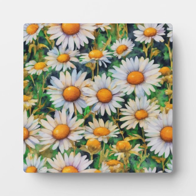 Watercolor Daisy Flowers Garden Plaque (Front)