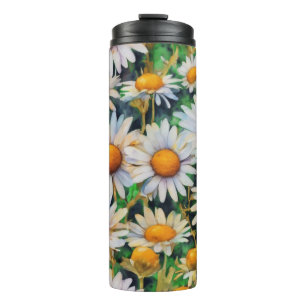 Watercolor Daisy Flowers Garden Thermal Tumbler