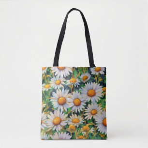Watercolor Daisy Flowers Garden Tote Bag