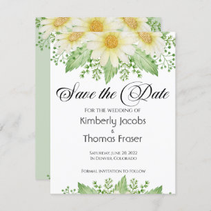 Watercolor Daisy flowers save the date