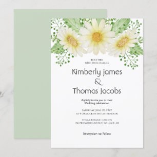 Watercolor Daisy Flowers Wedding Invitation