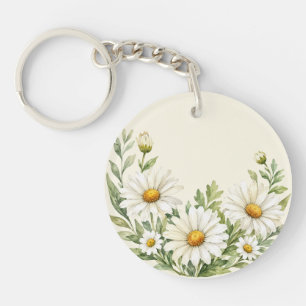 Watercolor Daisy Garden Key Ring