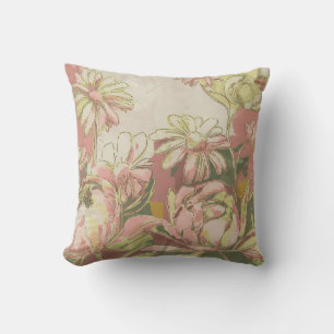 Watercolor Daisy Garden Spring Pastel  Cushion