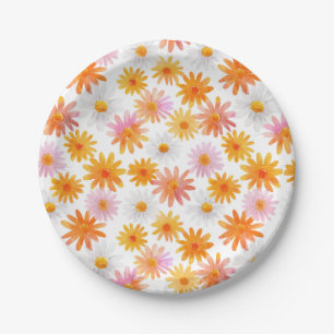 Watercolor Daisy Pattern Pastel Baby Shower  Paper Plate