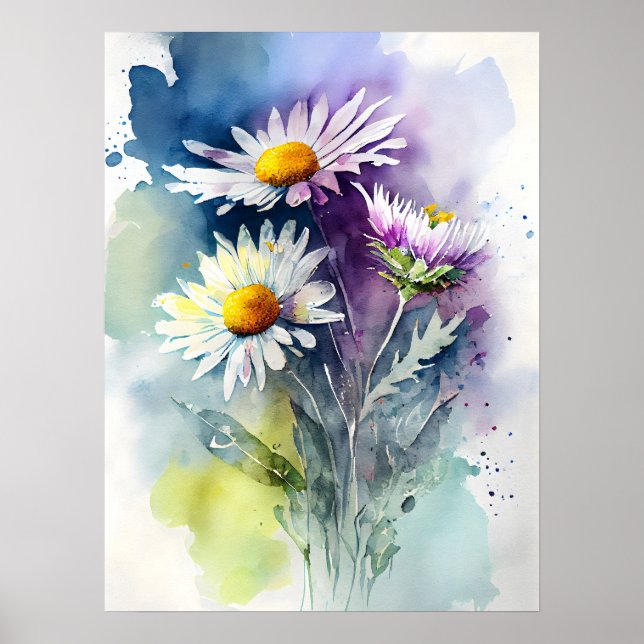 Watercolor Daisy Poster (Front)