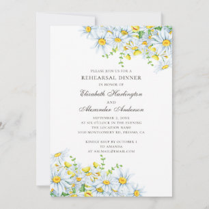 Watercolor daisy rehearsal dinner. Chamomile Invitation