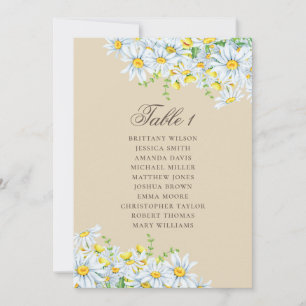 Watercolor daisy seating chart. Floral wedding Invitation