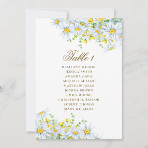Watercolor daisy seating chart. Floral wedding Invitation