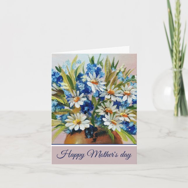 Watercolor daisy vase customisable holiday card (Front)