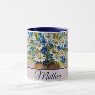 Watercolor daisy vase customisable mug