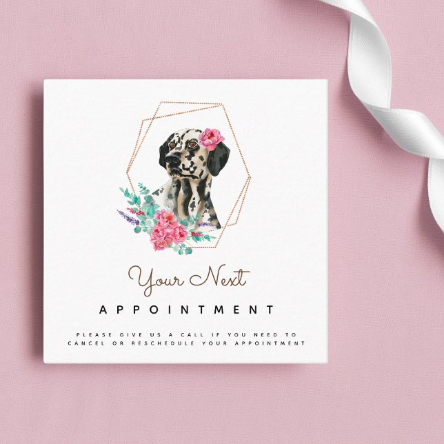 Watercolor Dalmatian Dog Pet Appointment Reminder Square Business Card (Creator Uploaded)