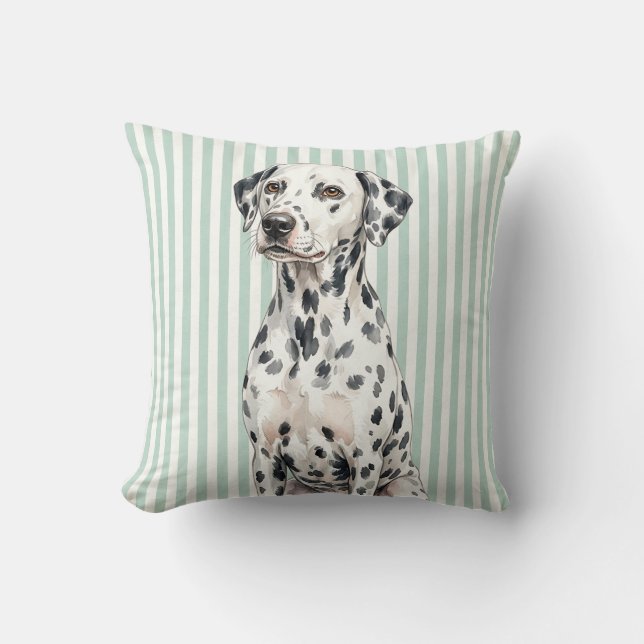 Watercolor Dalmatian Dog Throw Pillow (Front)