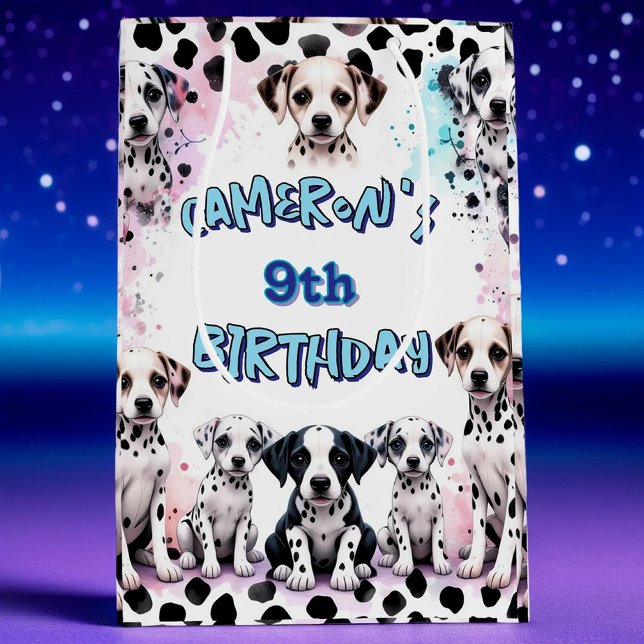 Watercolor Dalmatian Puppy Birthday Party  Medium Gift Bag (Creator Uploaded)