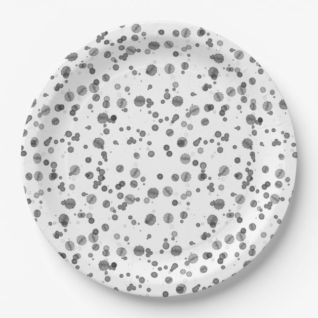 Watercolor Dalmatian Spots Pattern Paper Plate (Front)