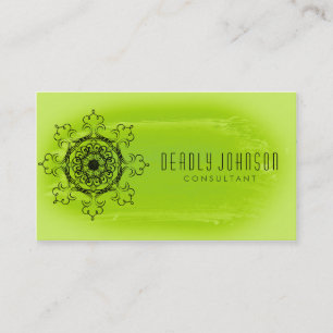 Watercolor Damask Simple Splatter Green Nature Business Card