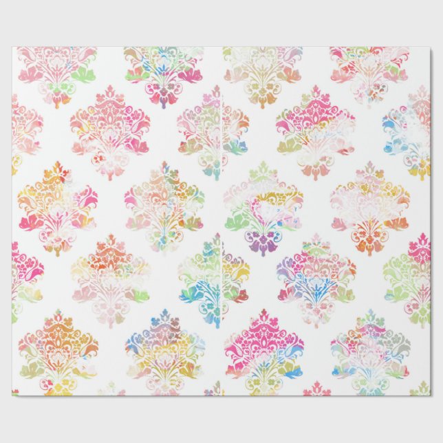 Watercolor damask wrapping paper (Seam)