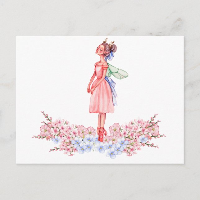 Watercolor dancing ballerina postcard (Front)
