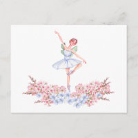 Watercolor dancing ballerina