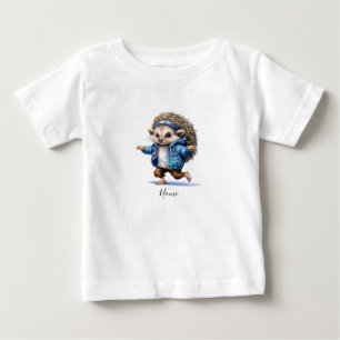 Watercolor Dancing Hedgehog Baby T-Shirt