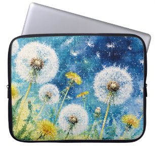 Watercolor Dandelion Dreams Geometric Floral Laptop Sleeve
