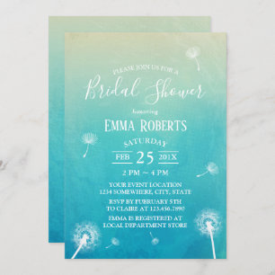 Watercolor Dandelion Spring Wedding Bridal Shower Invitation