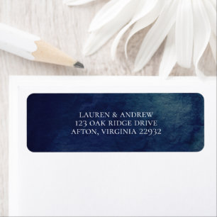 Watercolor Dark Blue Return Address Label