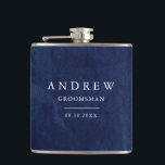 Watercolor Dark Blue Wedding Hip Flask<br><div class="desc">Dark blue watercolor wedding flask with beautifully painted watercolor greenery. Fully customisable!</div>