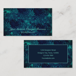 Watercolor Dark Navy Blue Teal Antique Vintage Business Card