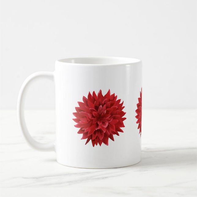 Watercolor Dark Red Flower Coffee Mug (Left)