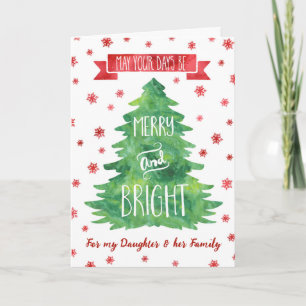 Watercolor Daughter & Family Merry Christmas Card
