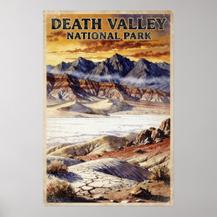 Watercolor Death Valley National Park Retro Poster