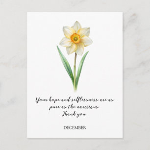 WATERCOLOR DECEMBER NARCISUSS BIRTH FLOWER POSTCARD