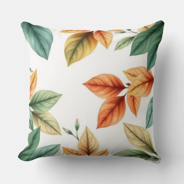 Watercolor  decortiv elegant Leaves pattern Cushion (Front)