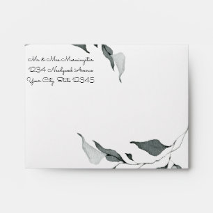 Watercolor Deep Green Leaves Envelope