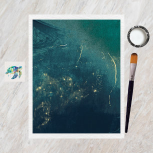 Watercolor Deep Ocean Scrapbook Paper