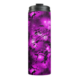 Watercolor Deep Pink Glowing Lights Marble Galaxy Thermal Tumbler